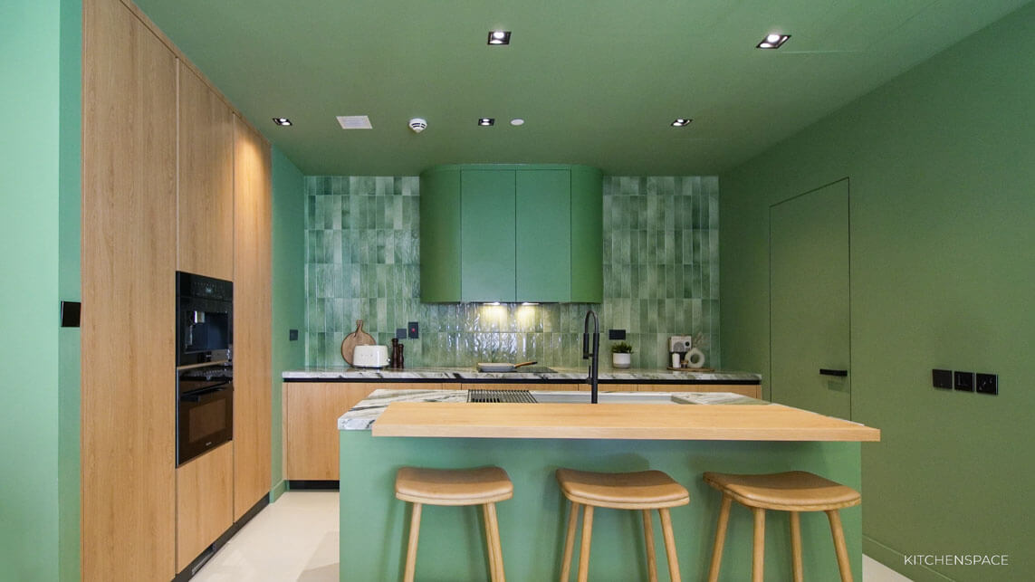 Mid-Century Modern Green Kitchen 